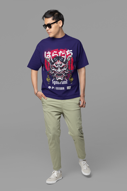 Oversized Extended Neck Ignorant T-Shirt Purple