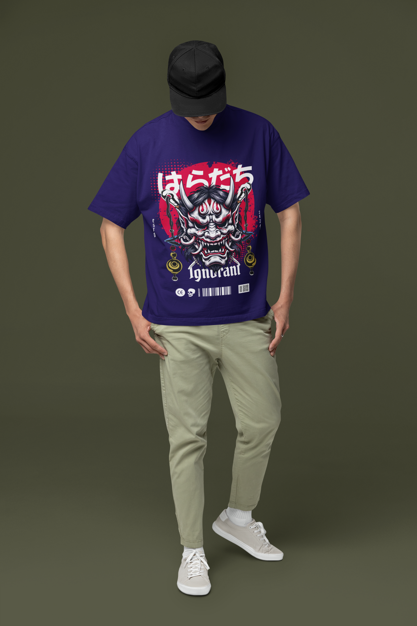 Oversized Extended Neck Ignorant T-Shirt Purple