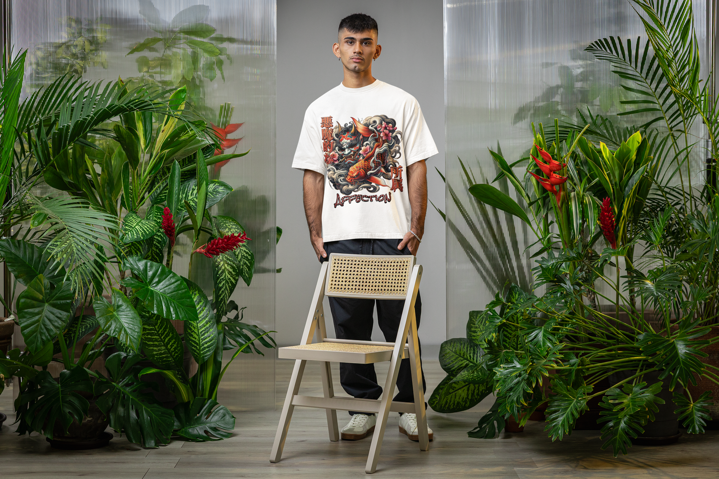Oversized Extended Neck Japan T-Shirt White
