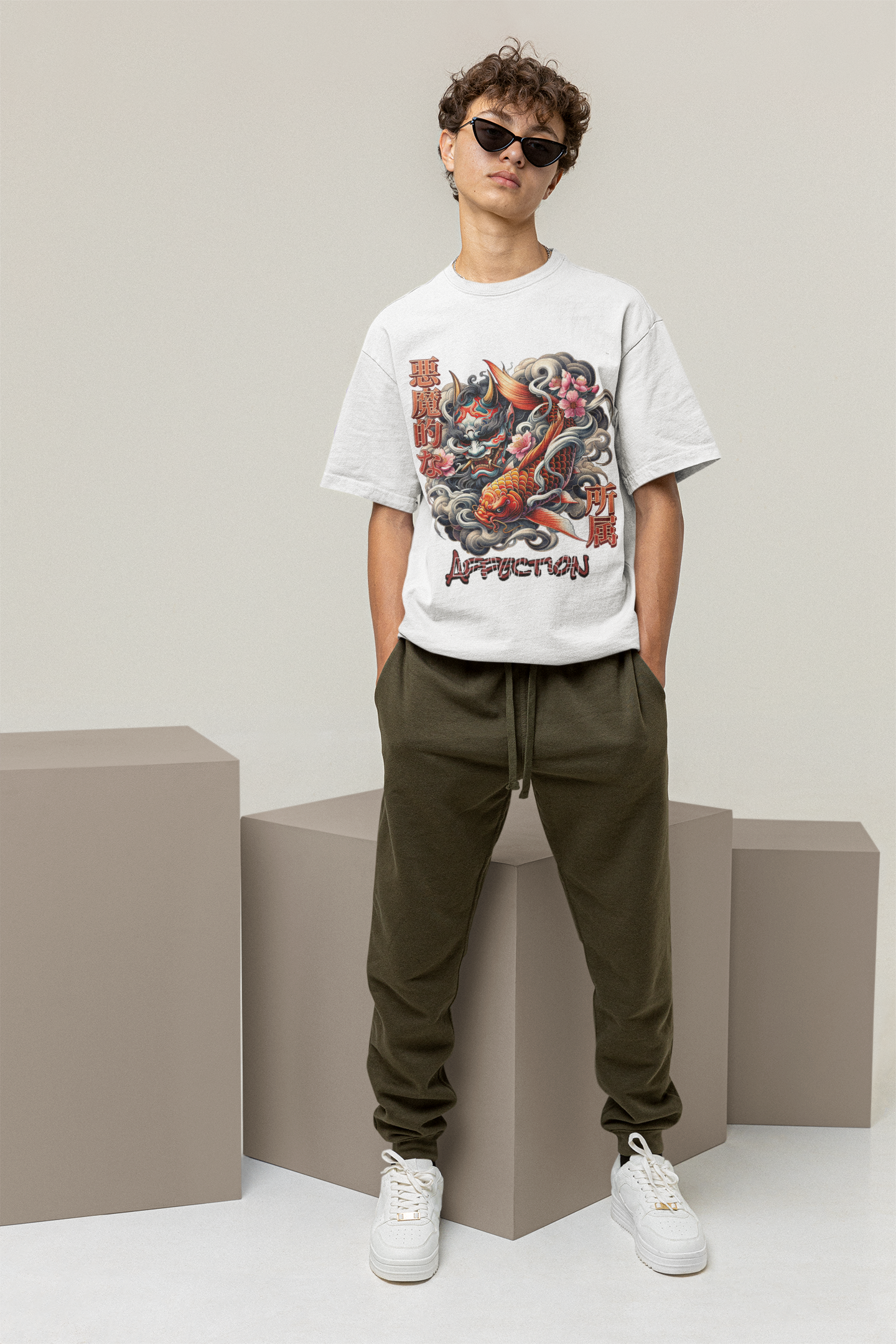 Oversized Extended Neck Japan T-Shirt White