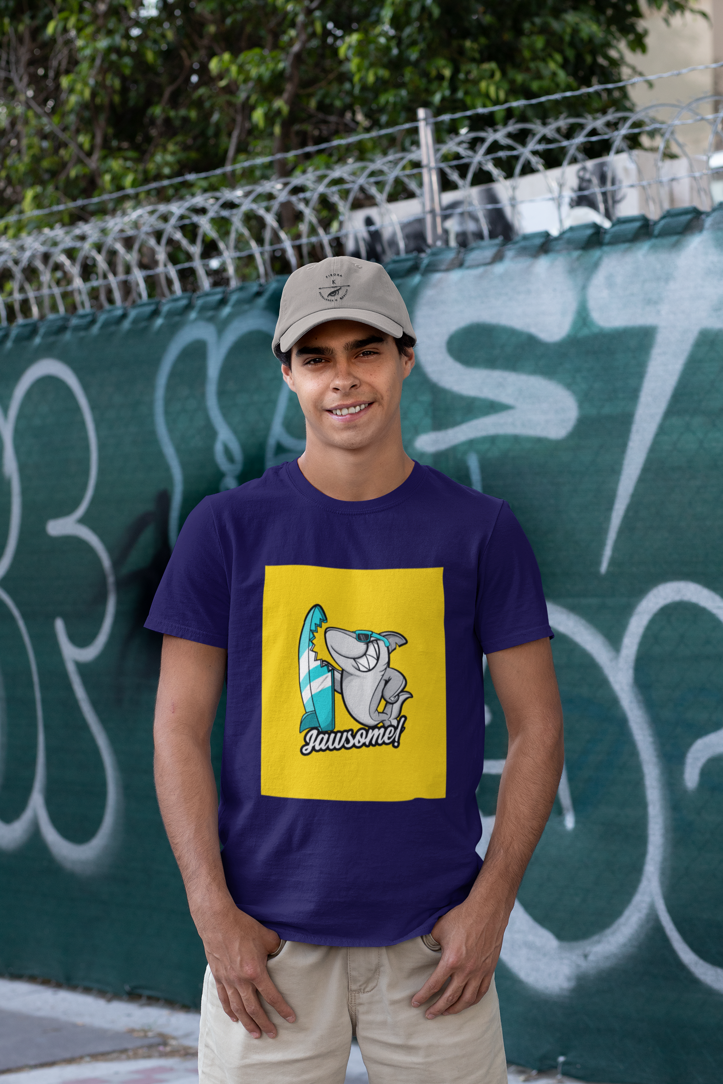 Regular Fit Classic Fit Jawsome Shark T-Shirt Men Purple