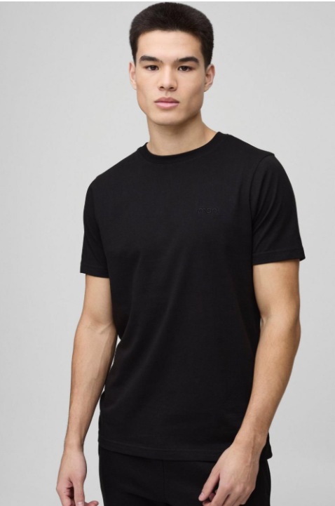 Basic Slim Fit Half Sleeves Crew Neck T-Shirt Black