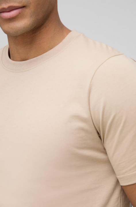 Basic Slim Half Sleeves Crew Neck T-shirt Biege Mocha