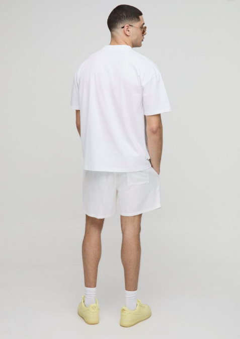 Oversized Extended Neck Homme Amalfi Coast Landscape T-Shirt White