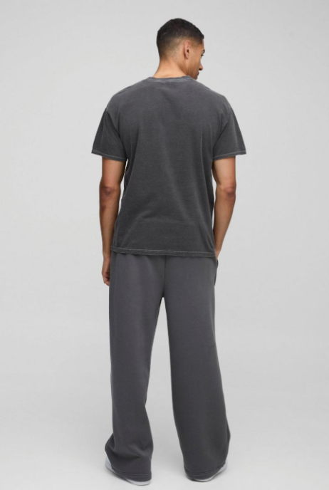 Regular Fit Half Sleeve Johnny Cash Western Washed T-Shirt Charcoal