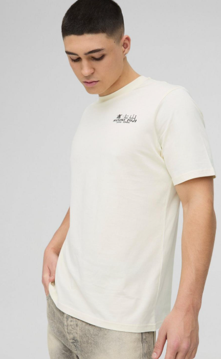 Regular Fit Half Sleeves Mountain Graphic T-Shirt Mt. Fuji Beige Ecru