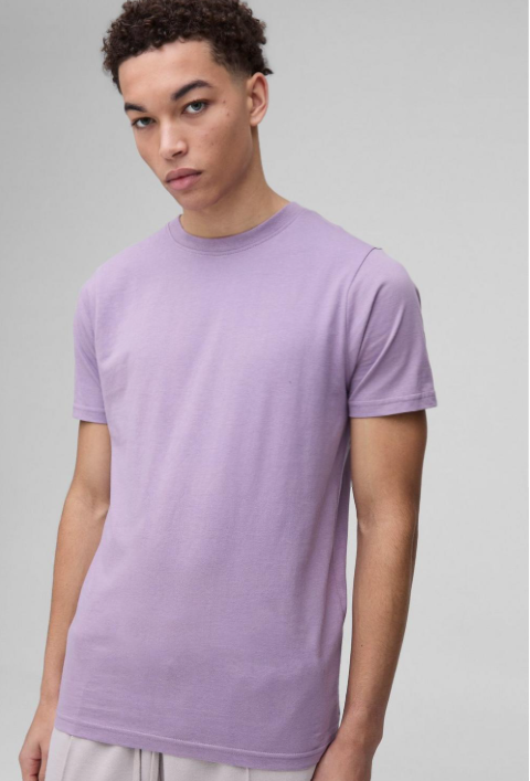 Basic Slim Fit Half Sleeves Crew Neck T-Shirt Purple