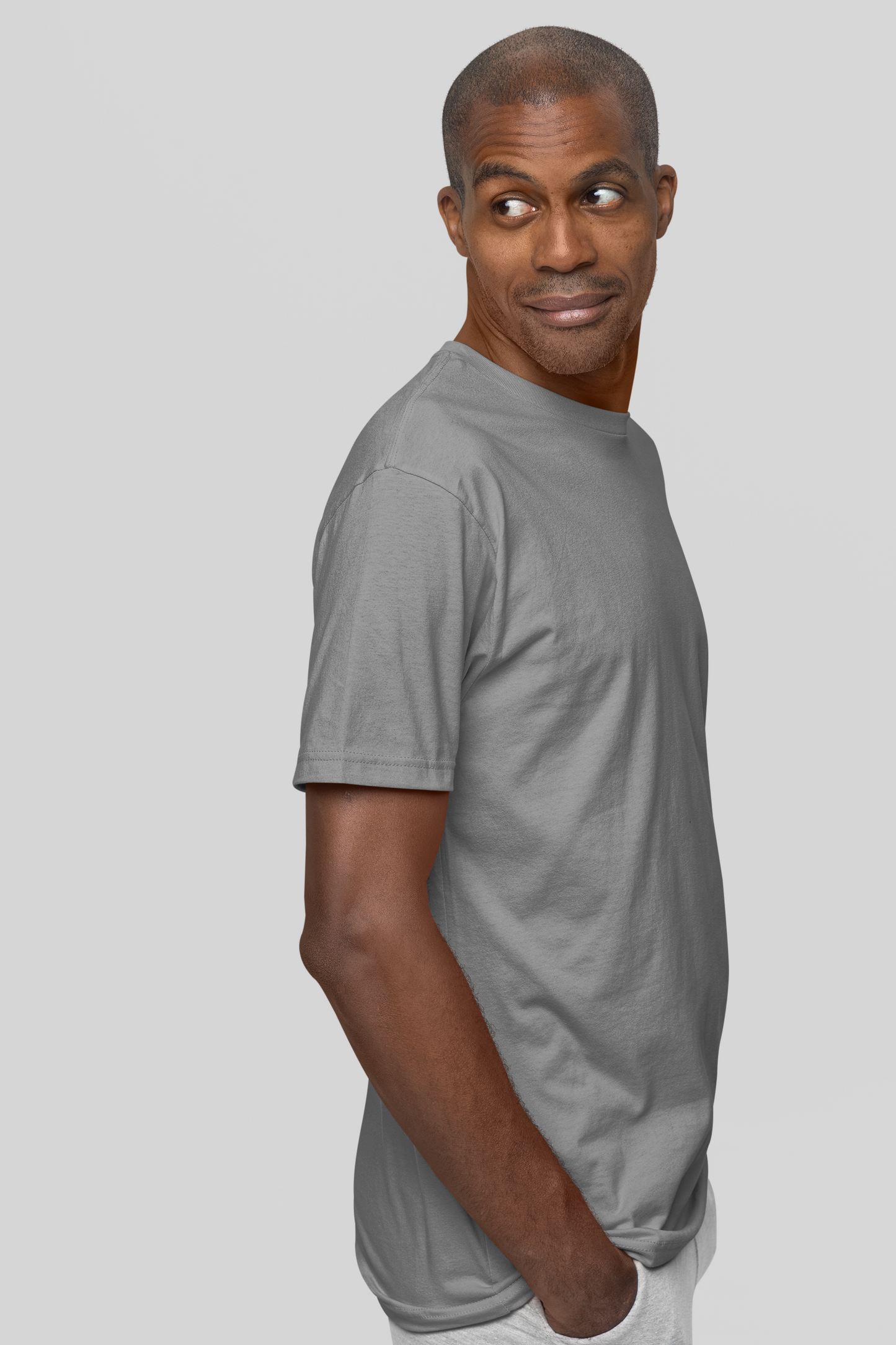 Basic Slim Fit Half Sleeves Crew Neck T-Shirt Melange Gray