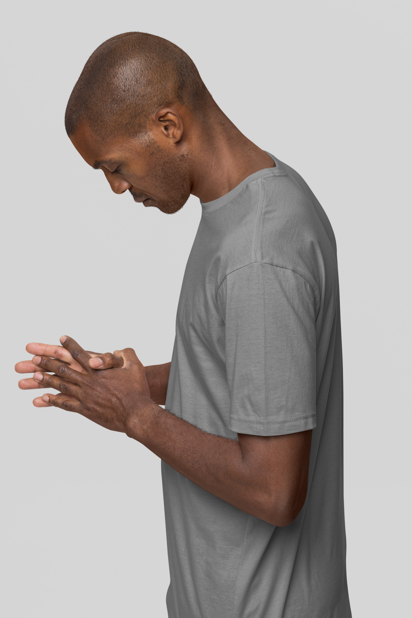 Basic Slim Fit Half Sleeves Crew Neck T-Shirt Melange Gray