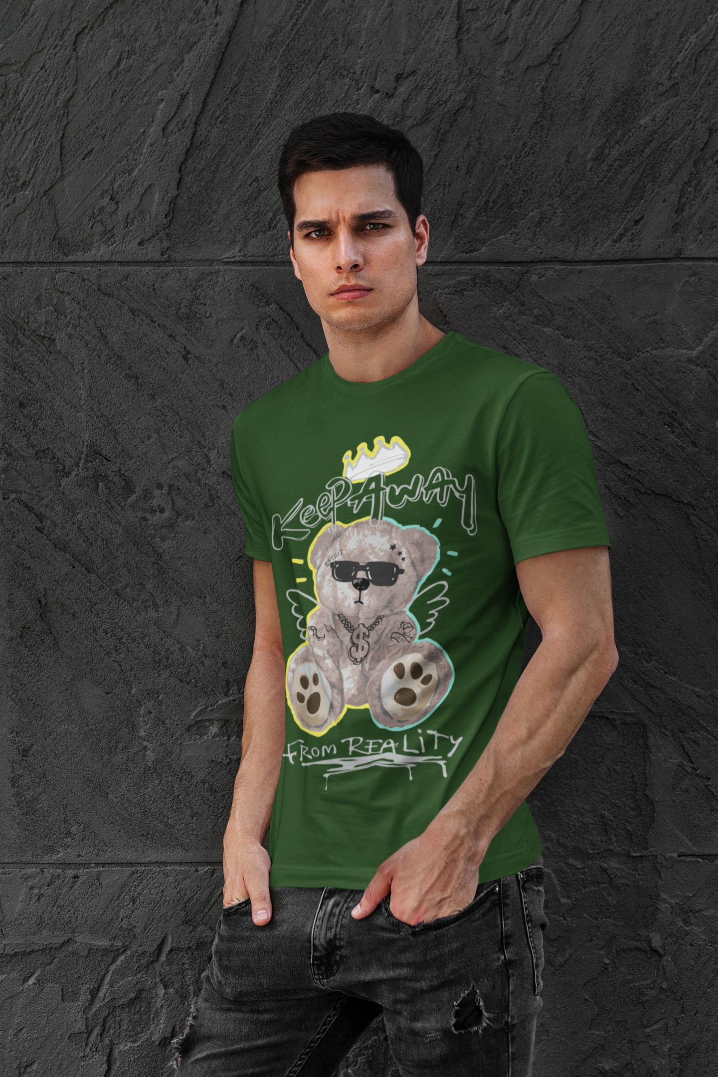 Regular Fit Classic Fit Money Bear Green T-Shirt Men