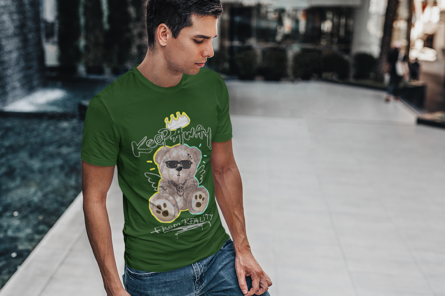 Regular Fit Classic Fit Money Bear Green T-Shirt Men