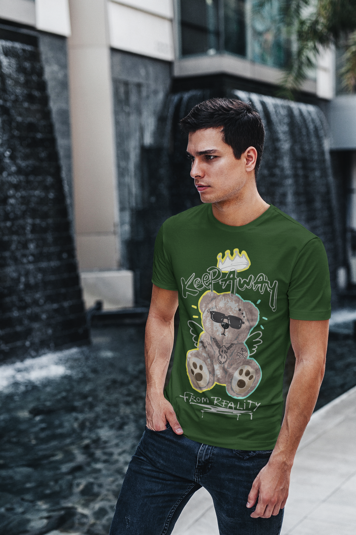 Regular Fit Classic Fit Money Bear Green T-Shirt Men