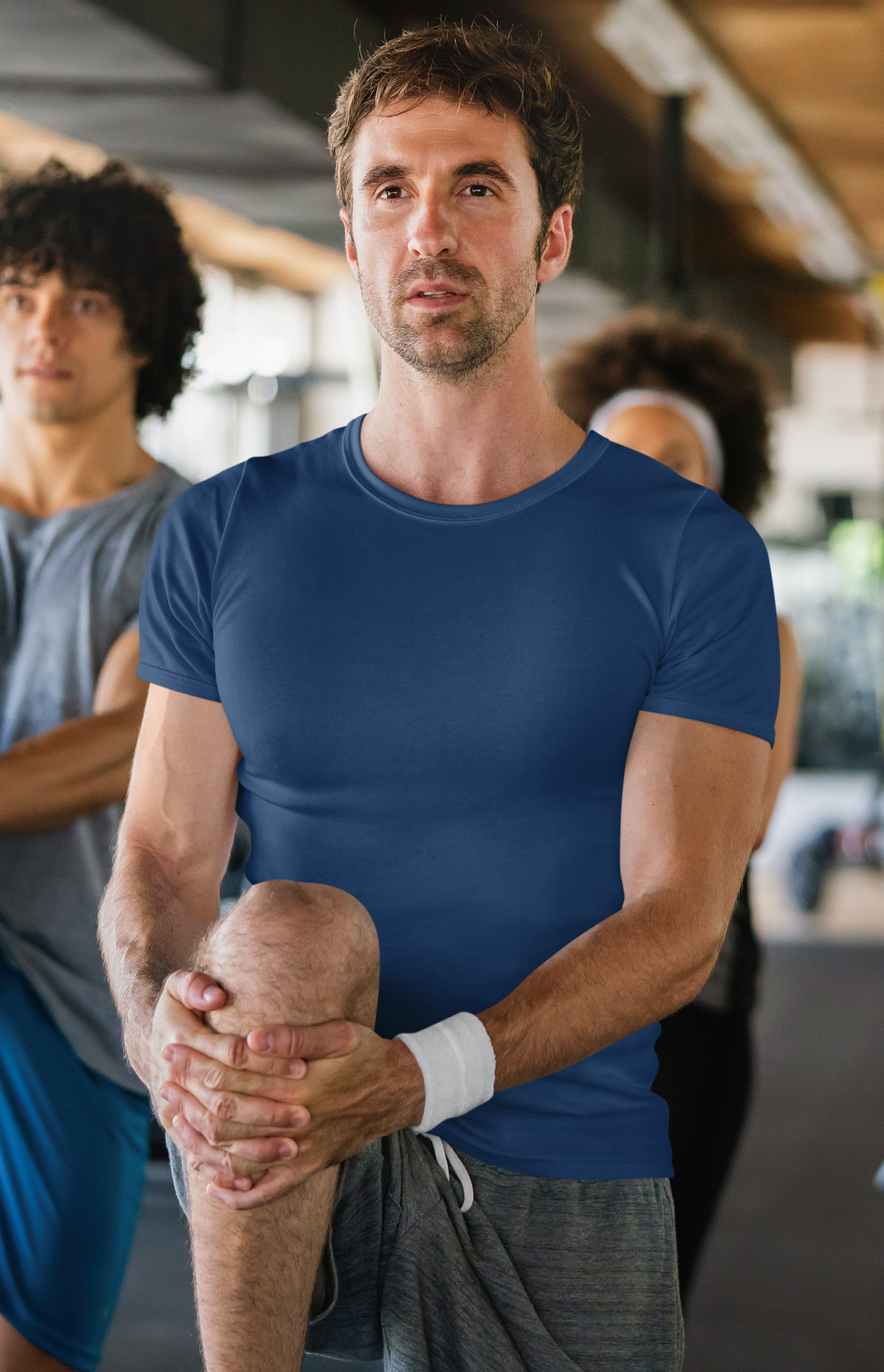 Basic Slim Fit Half Sleeves Crew Neck T-Shirt Navy Blue