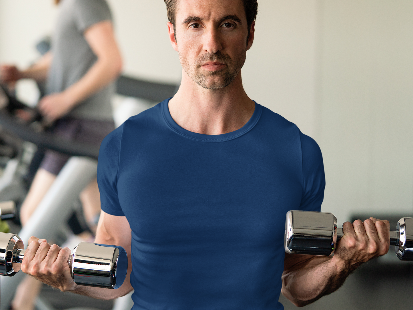 Basic Slim Fit Half Sleeves Crew Neck T-Shirt Navy Blue