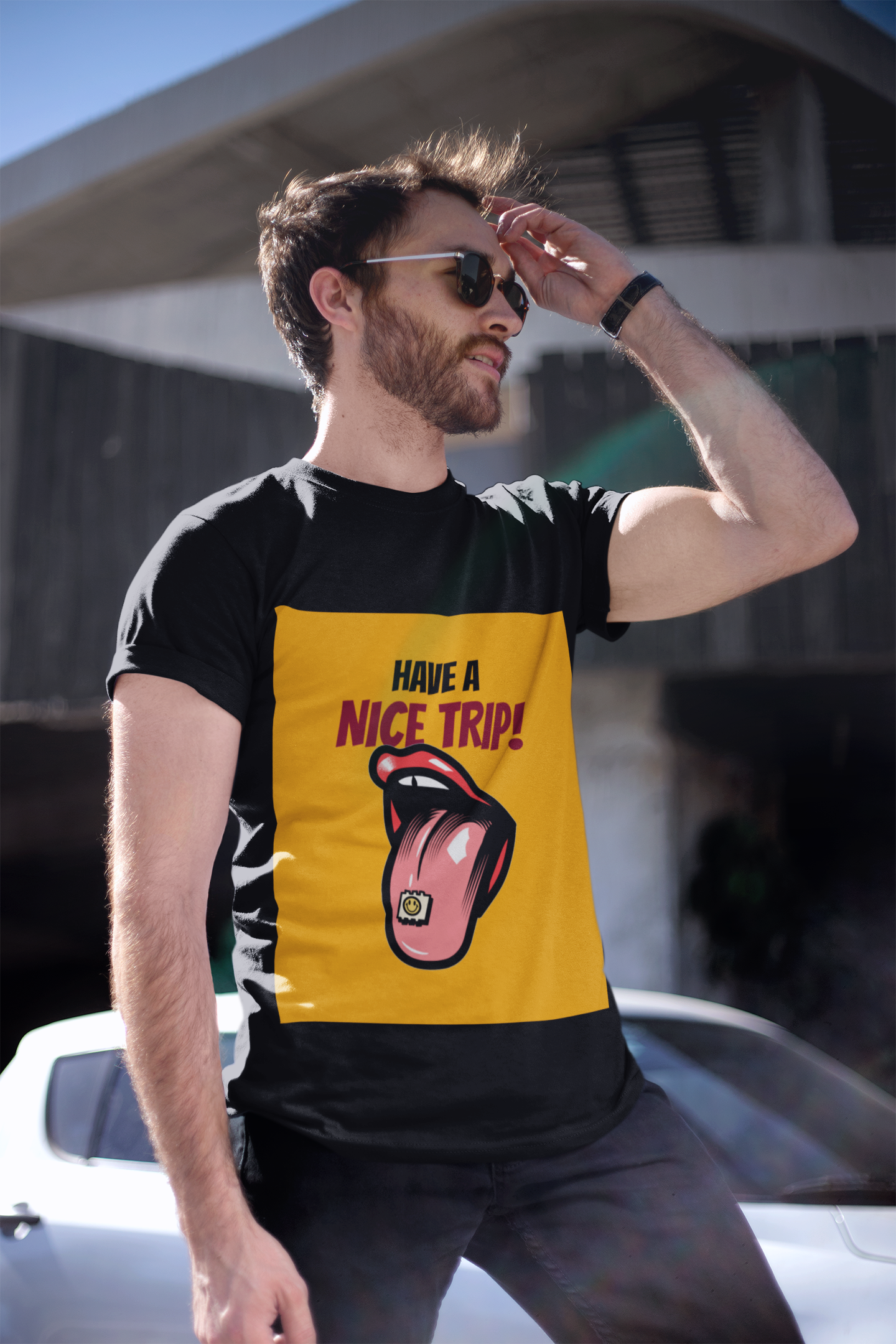 Regular Fit Classic Fit Nice Trip T-Shirt Men Black