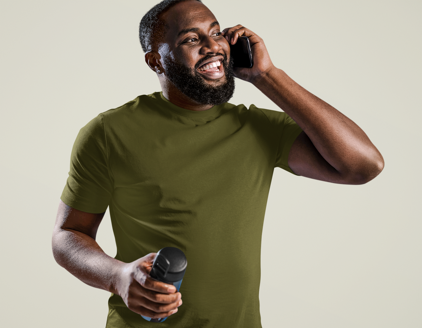 Basic Slim Fit Half Sleeves Crew Neck T-Shirt Olive Green