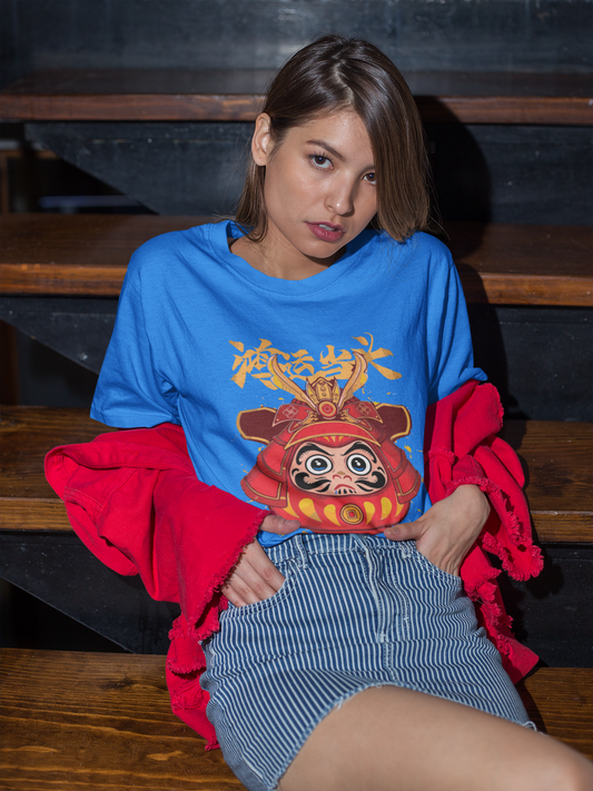 Oversized Extended Neck Panda Graphic T Shirt Blue