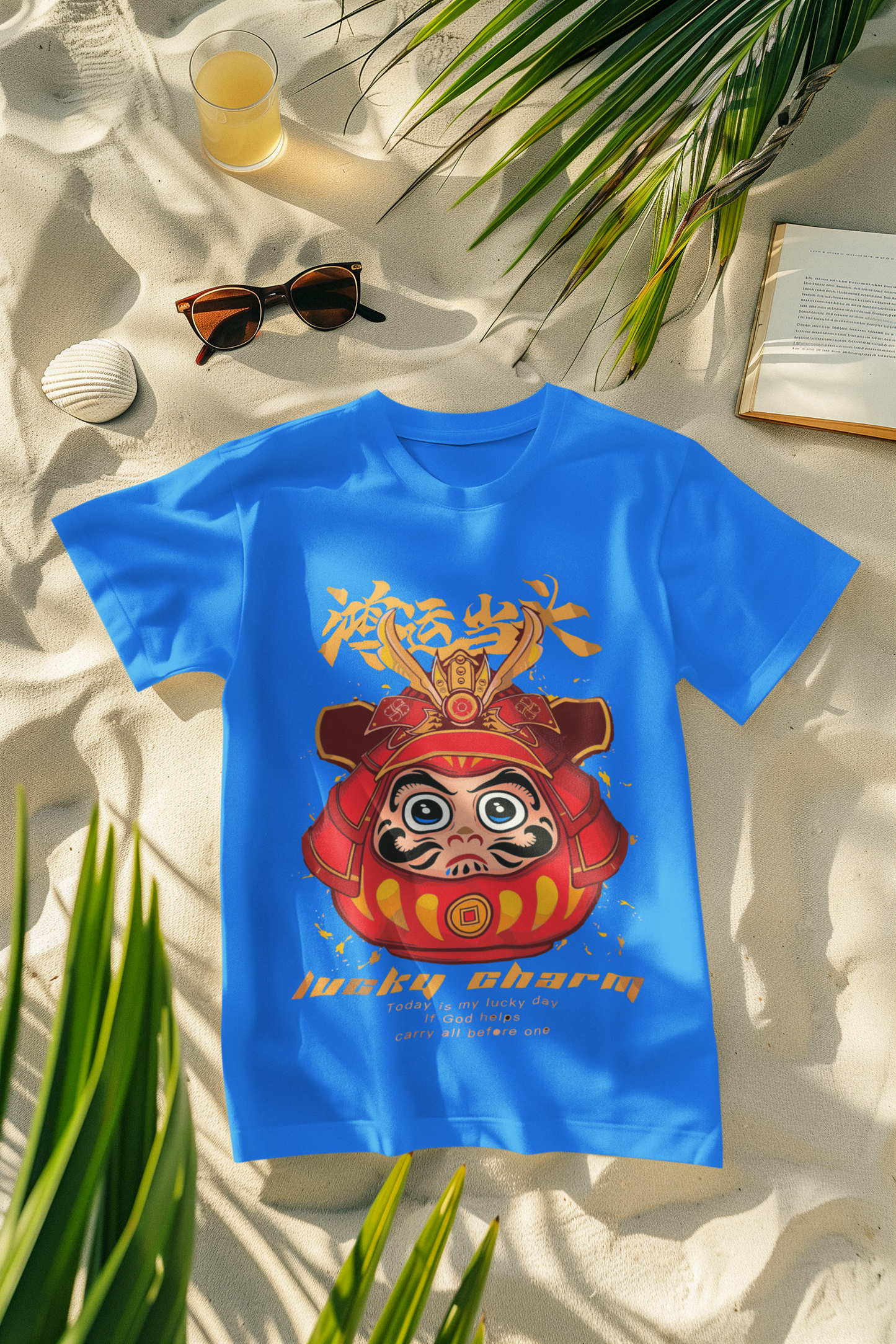 Oversized Extended Neck Panda Graphic T Shirt Blue