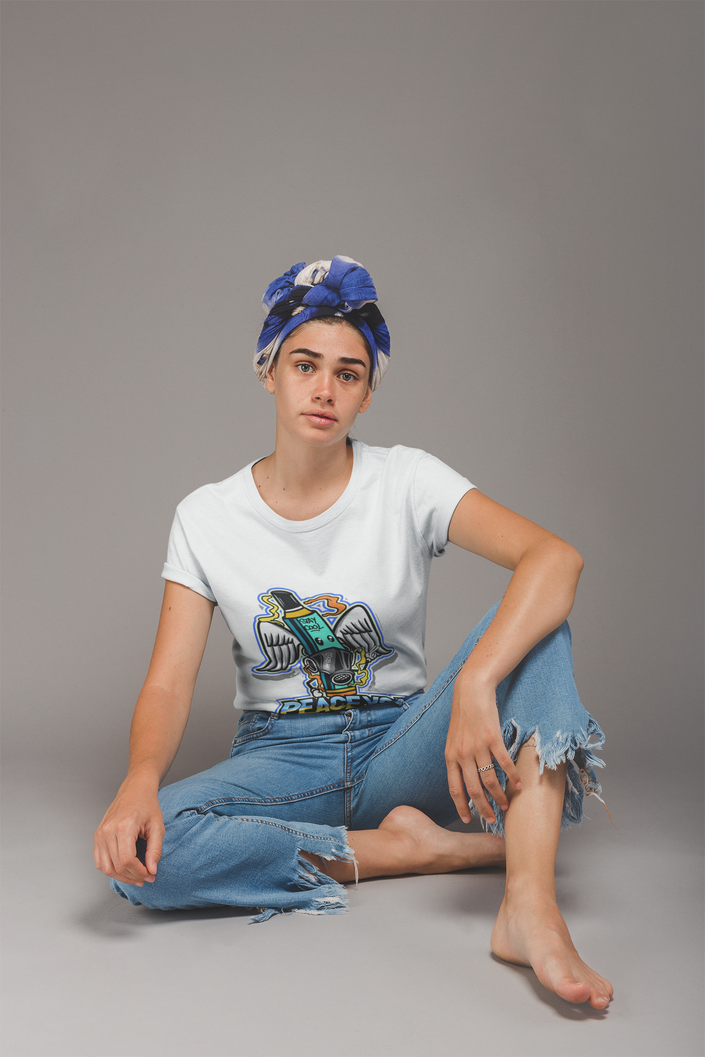 Regular Fit Classic Fit Peace White T-Shirt Women