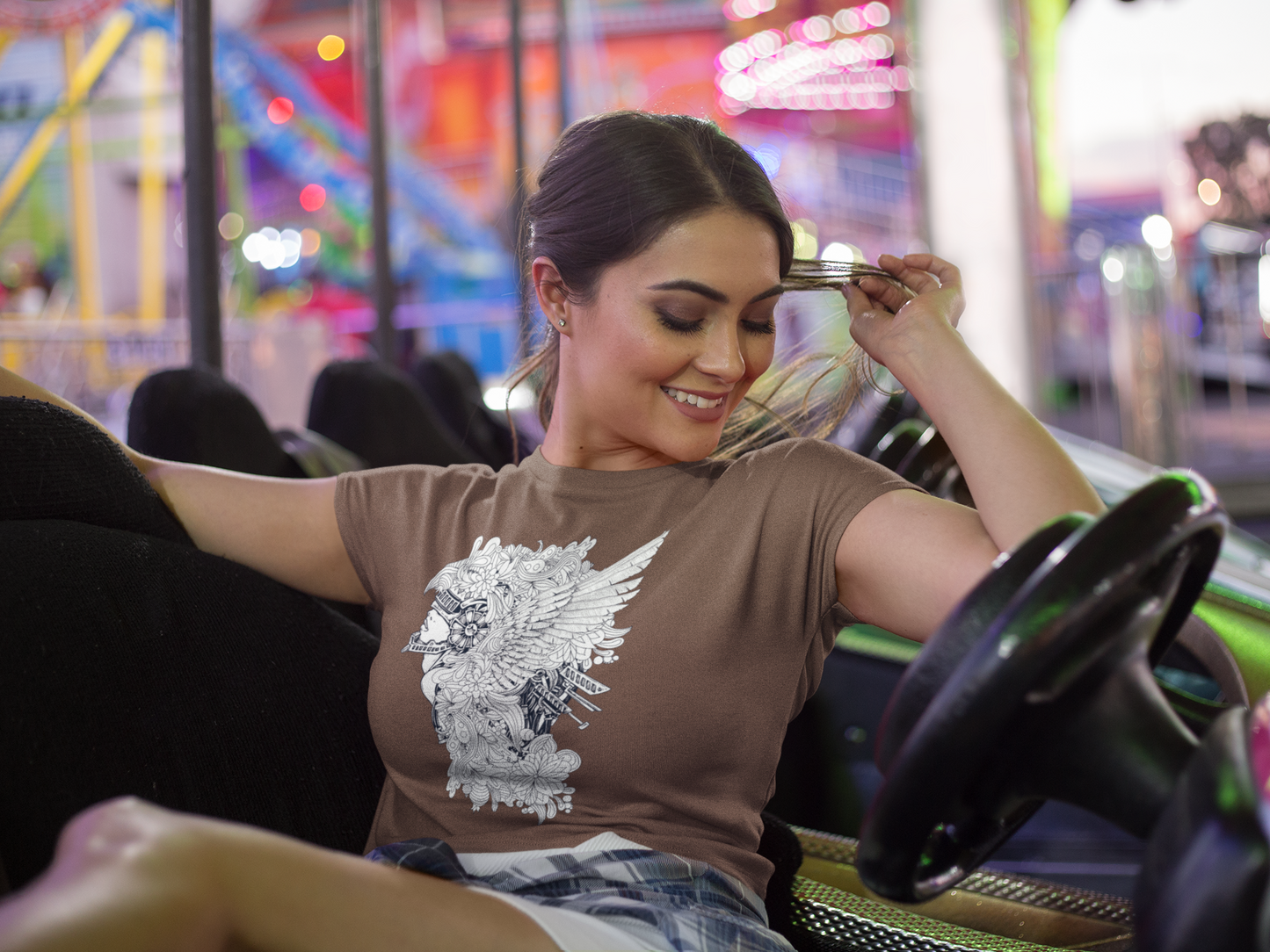 Regular Fit Classic Fit Portrait T-Shirt Women Earthern Browb