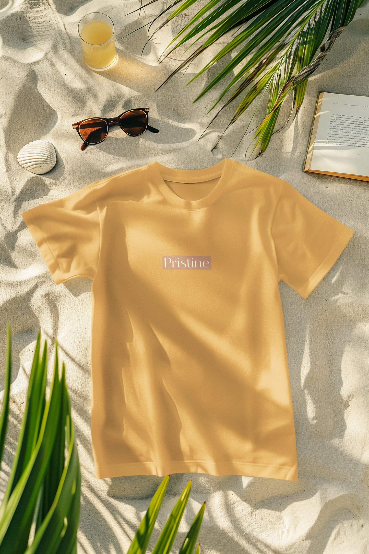 Oversized Extended Neck Basic Pristine T Shirt Yellow