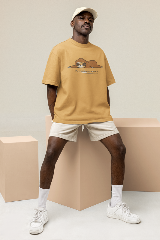 Oversized Extended Neck Professional Napper T-Shirt Turmeric