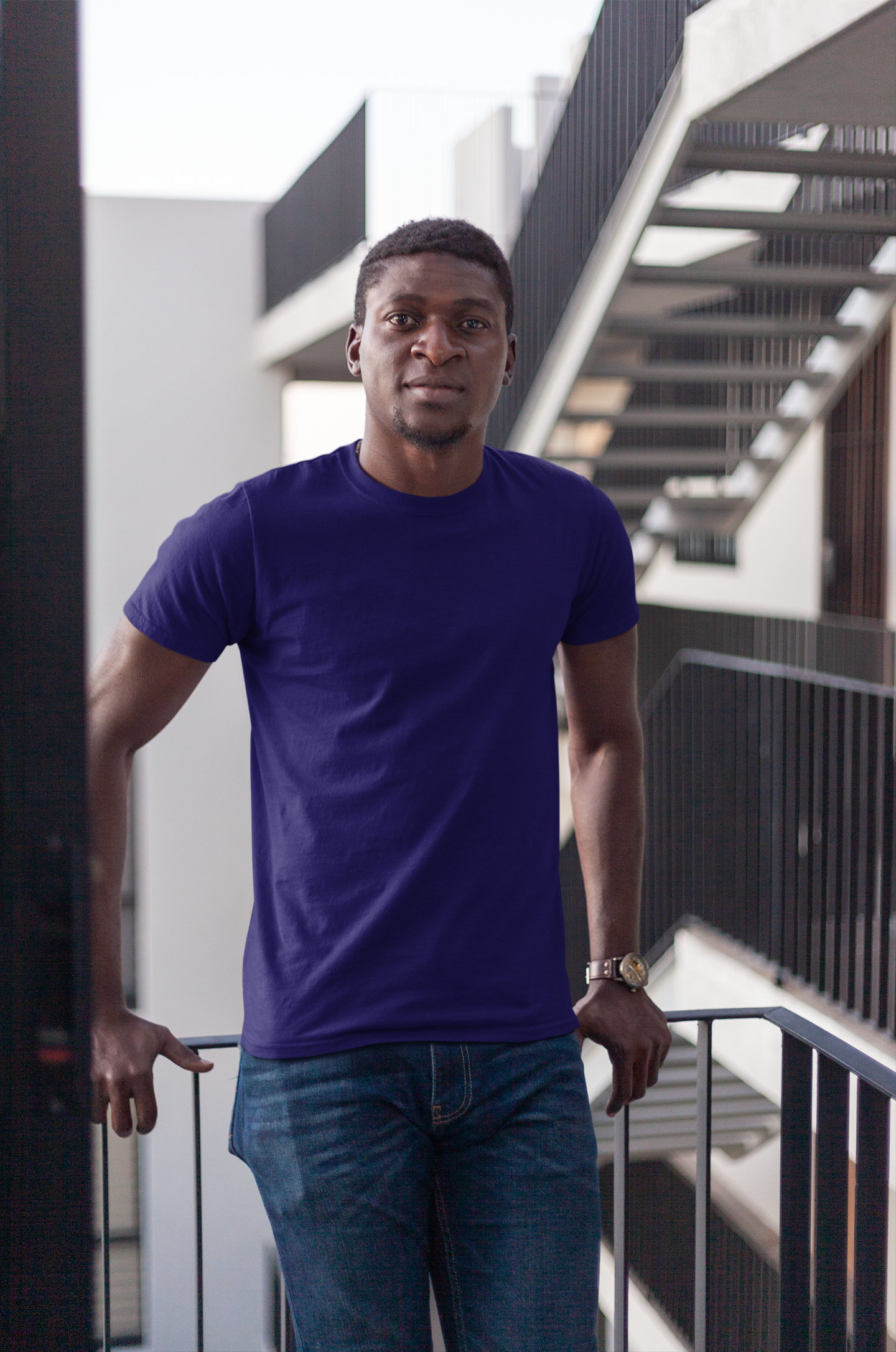 Basic Slim Fit Half Sleeves Crew Neck T-Shirt Dark Blue