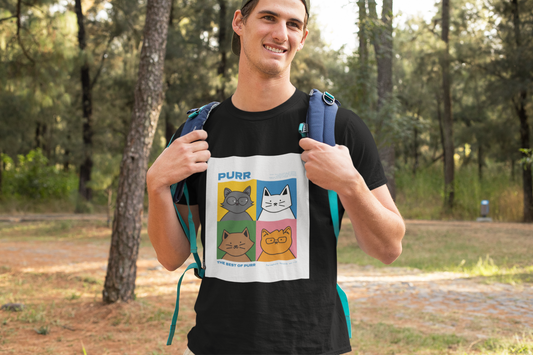 Regular Fit Classic Fit Cat Purr T-Shirt Men Black