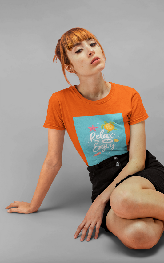 Regular Fit Classic Fit Relax N Njoy T-Shirt Women Orange