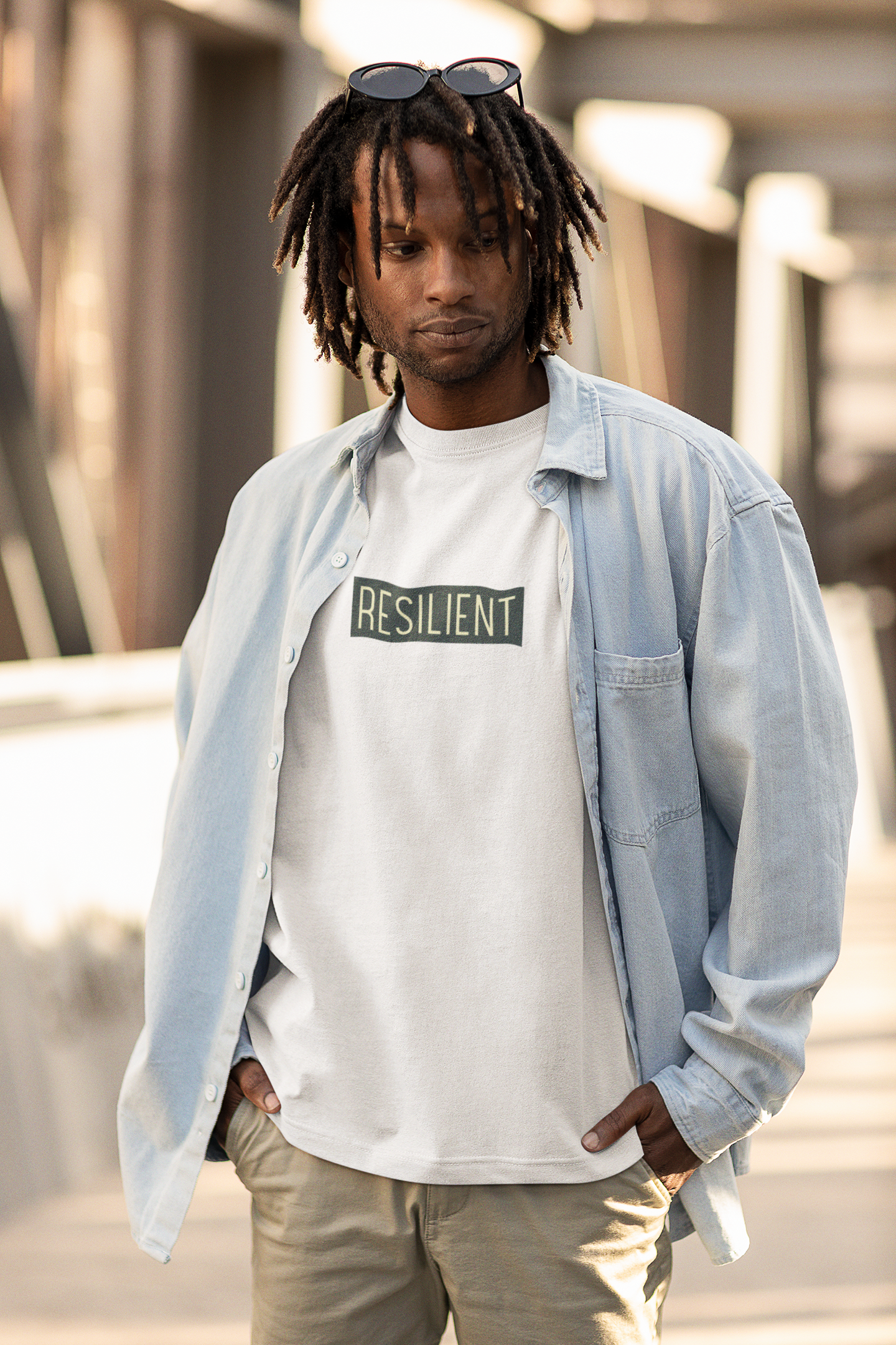 Oversized Extended Neck Basic Resilient T Shirt White