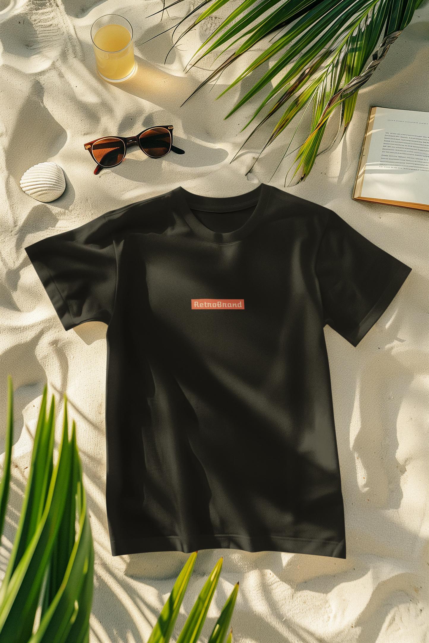 Oversized Extended Neck Basic Retro Band T Shirt Black