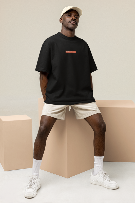 Oversized Extended Neck Basic Retro Band T Shirt Black