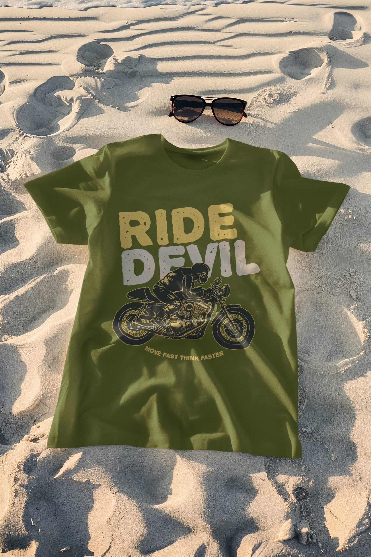 Regular Fit Classic Fit Ride Devil T-Shirt Men Green