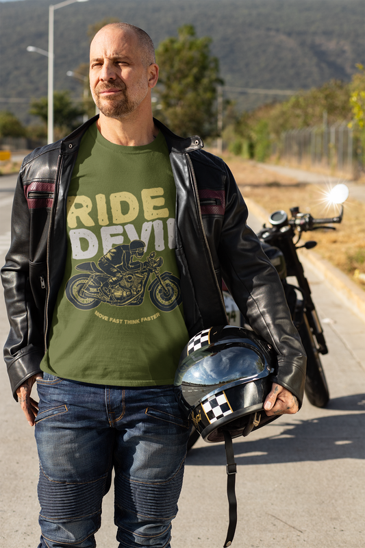 Regular Fit Classic Fit Ride Devil T-Shirt Men Green