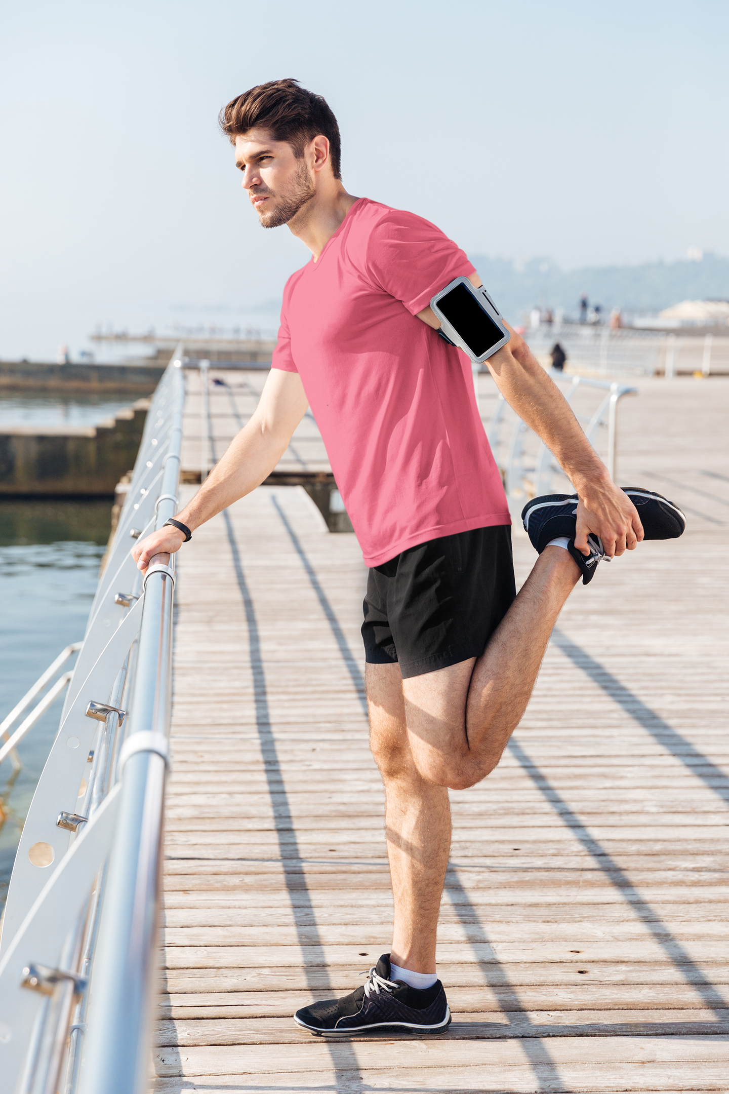 Basic Slim Fit Half Sleeves Crew Neck T-Shirt Salmon Pink