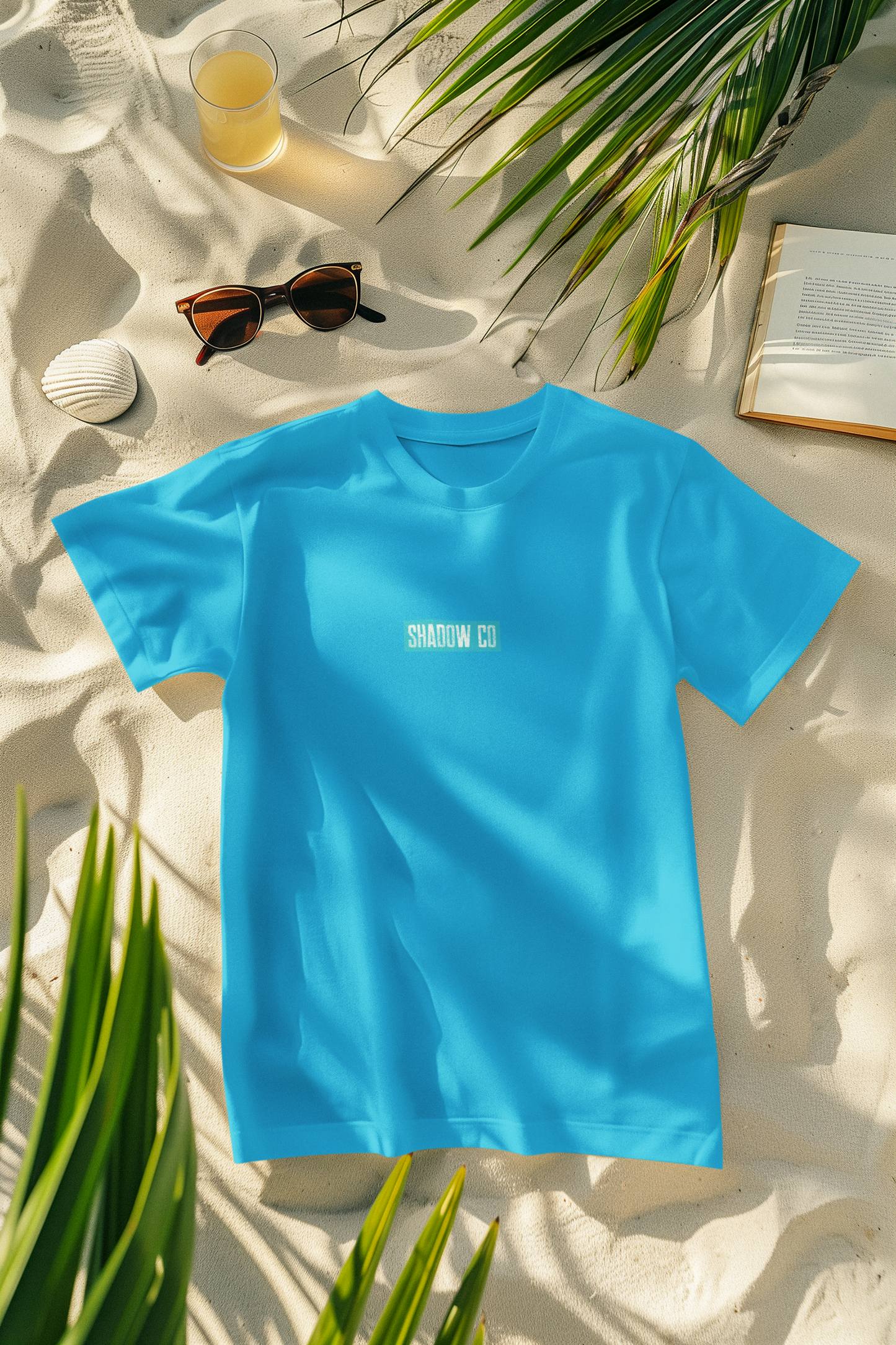 Oversized Extended Neck Basic Shadow Co T Shirt Blue