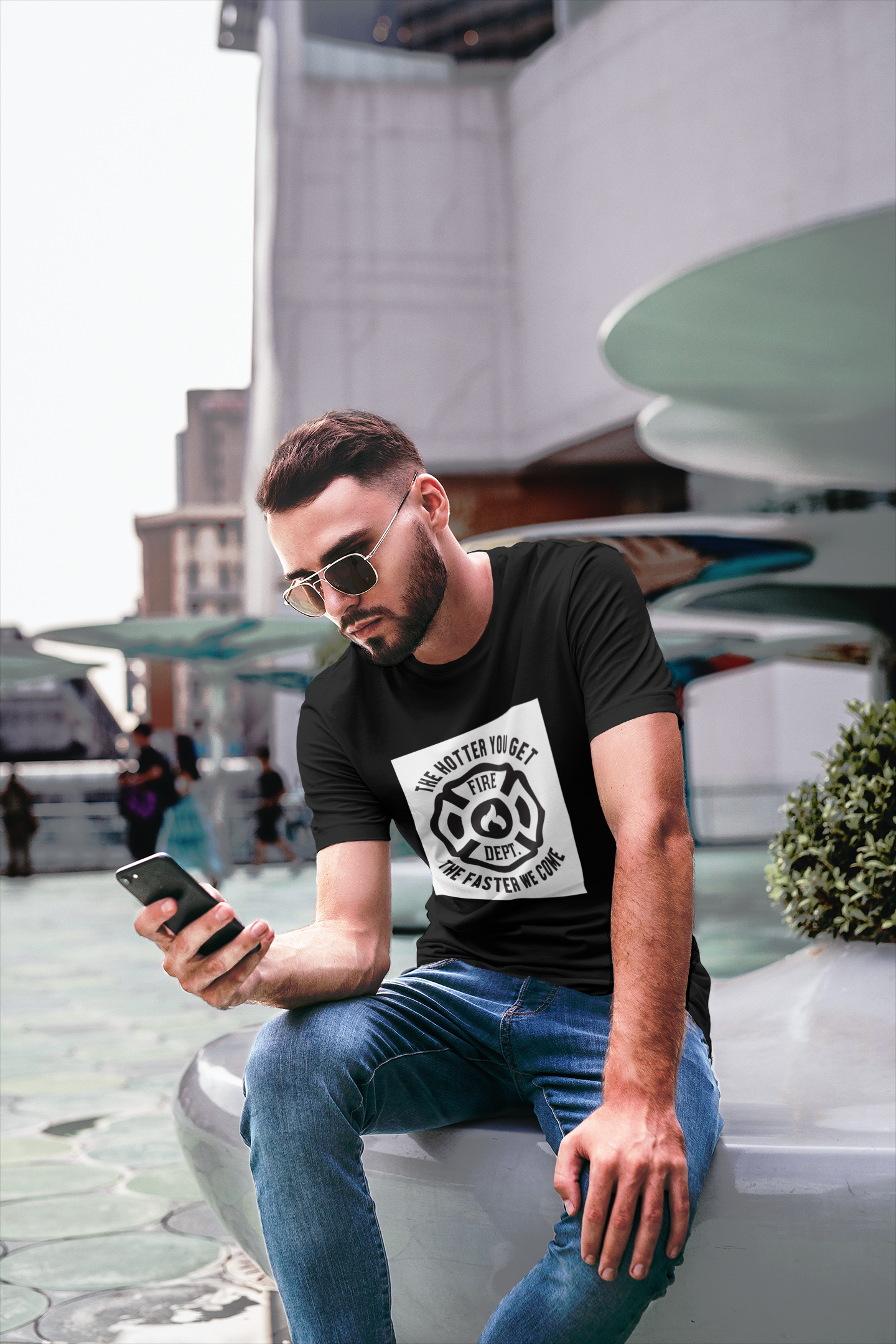 Regular Fit Classic Fit Hotter T-Shirt Men Black