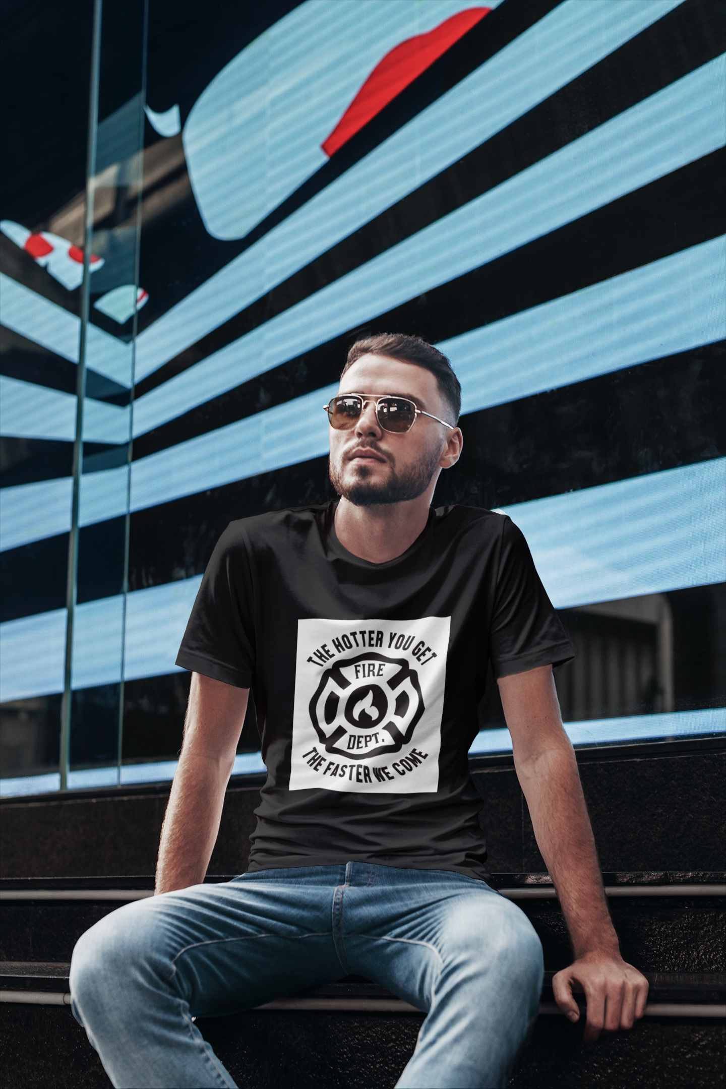 Regular Fit Classic Fit Hotter T-Shirt Men Black