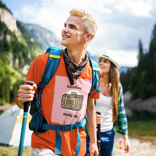 Regular Fit Classic Fit Vacation Mode T-Shirt Men Orange
