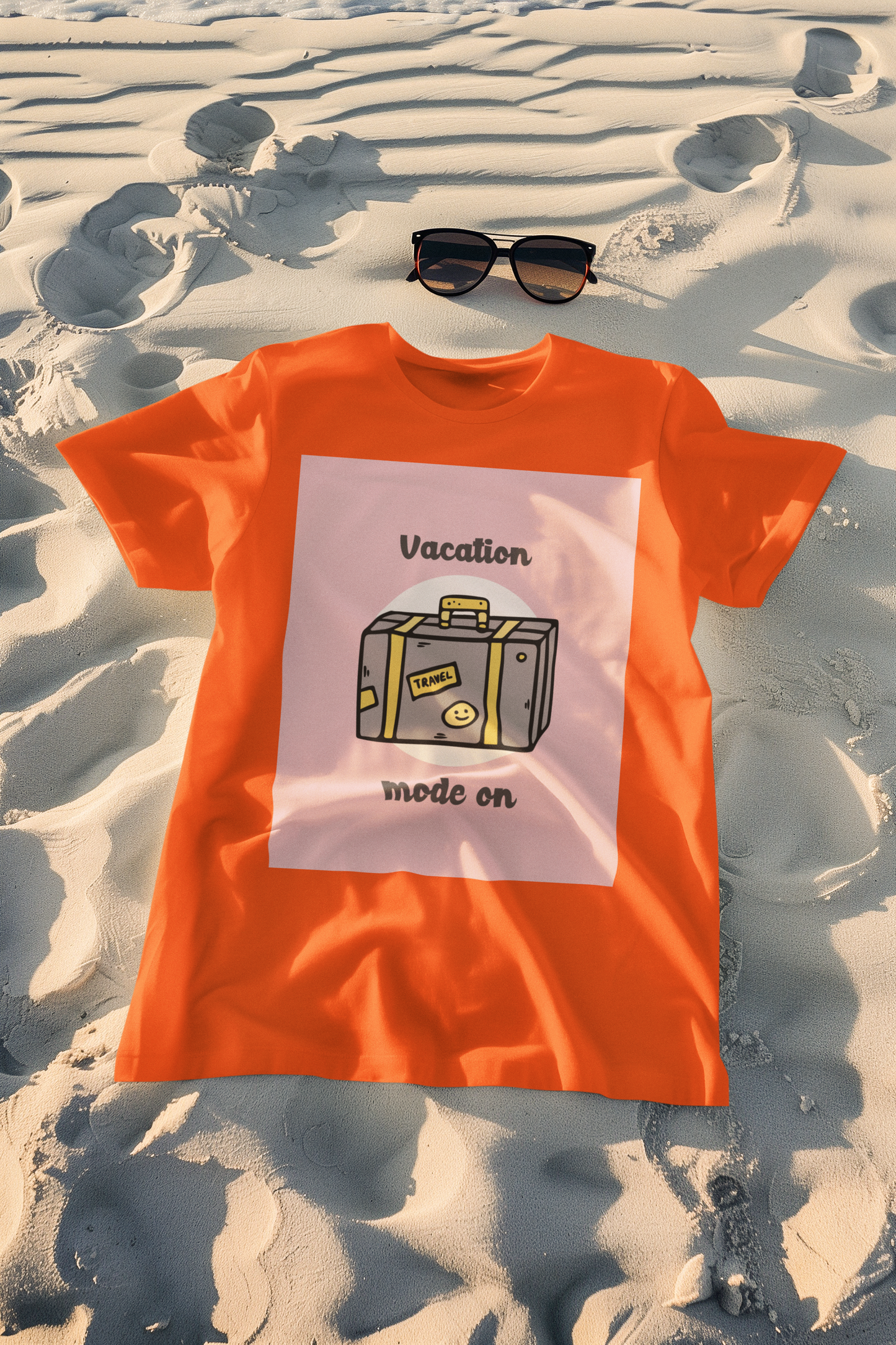 Regular Fit Classic Fit Vacation Mode T-Shirt Men Orange