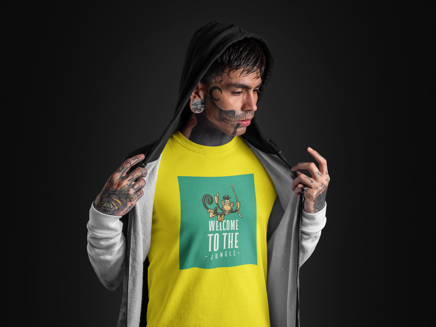 Regular Fit Classic Fit Jungle Welcome T-Shirt Men Yellow