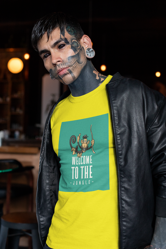 Regular Fit Classic Fit Jungle Welcome T-Shirt Men Yellow