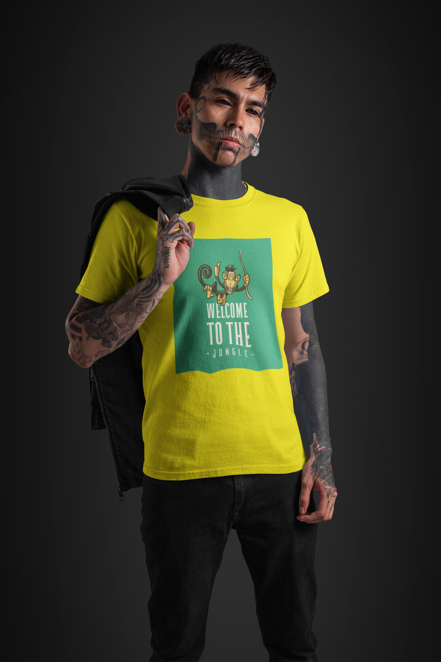 Regular Fit Classic Fit Jungle Welcome T-Shirt Men Yellow