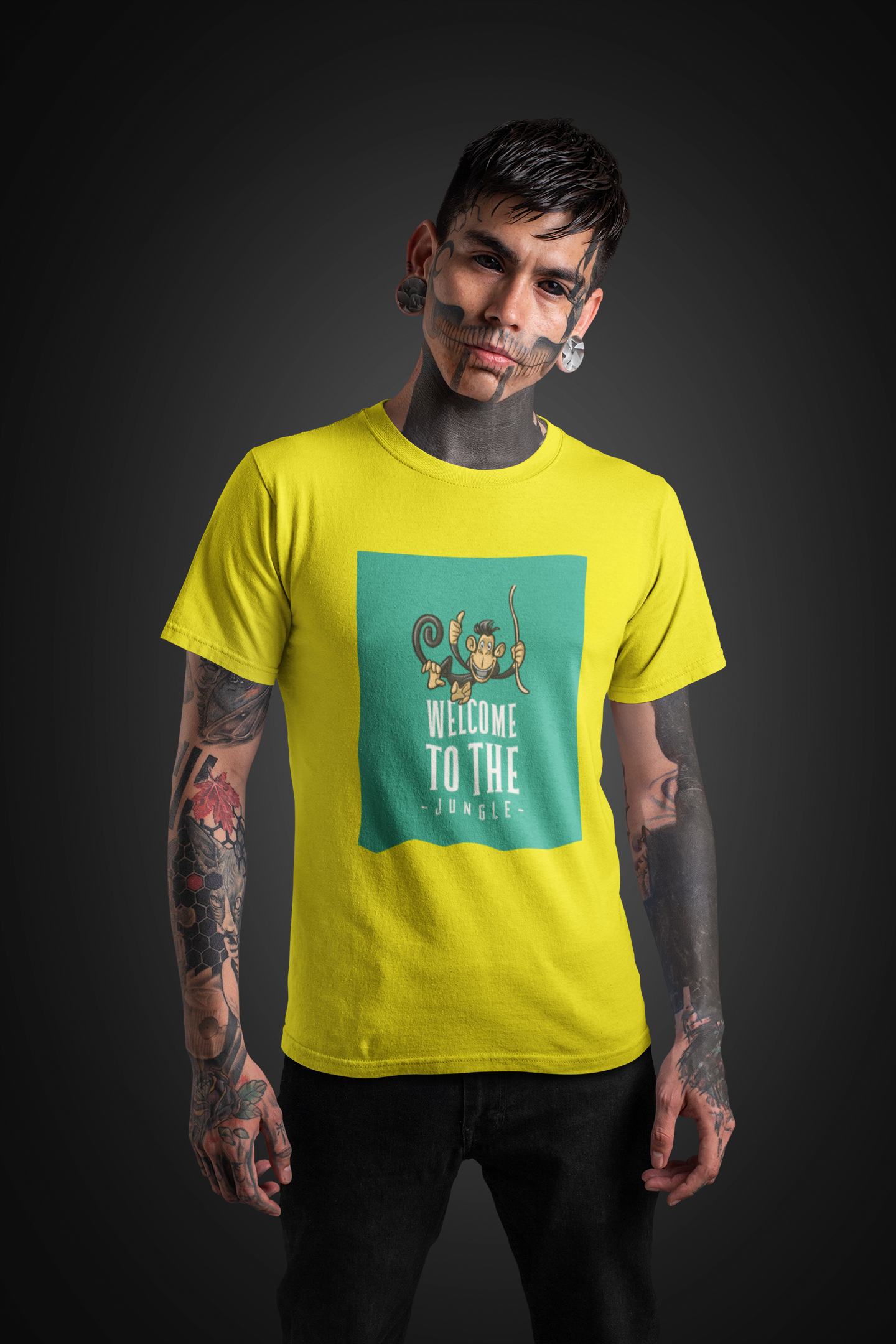 Regular Fit Classic Fit Jungle Welcome T-Shirt Men Yellow