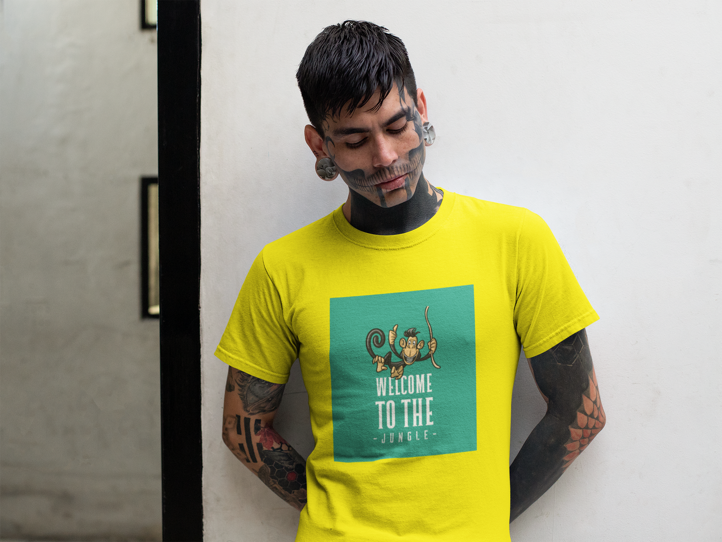 Regular Fit Classic Fit Jungle Welcome T-Shirt Men Yellow