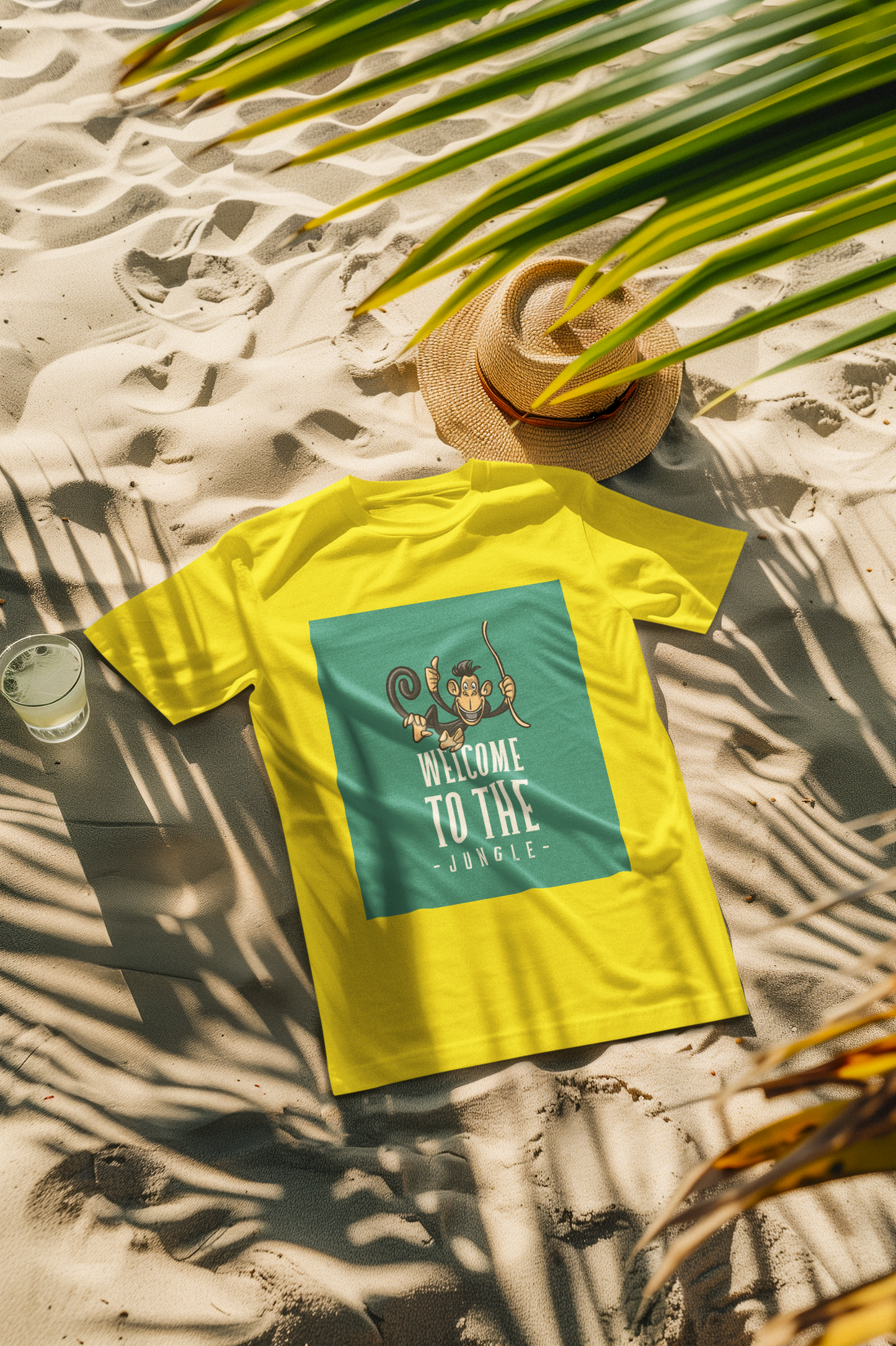 Regular Fit Classic Fit Jungle Welcome T-Shirt Men Yellow