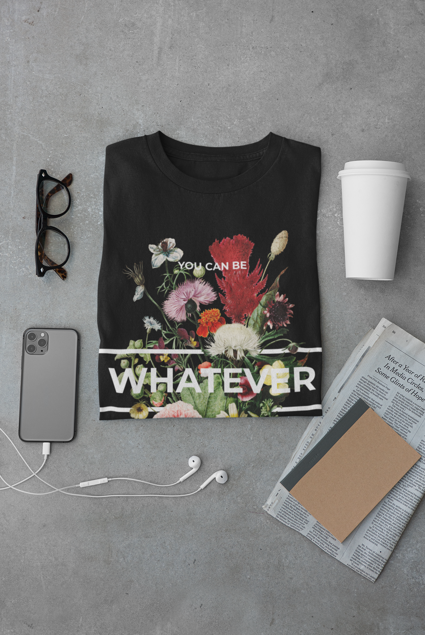 Regular Fit Classic Fit Whatever Black T-Shirt Women