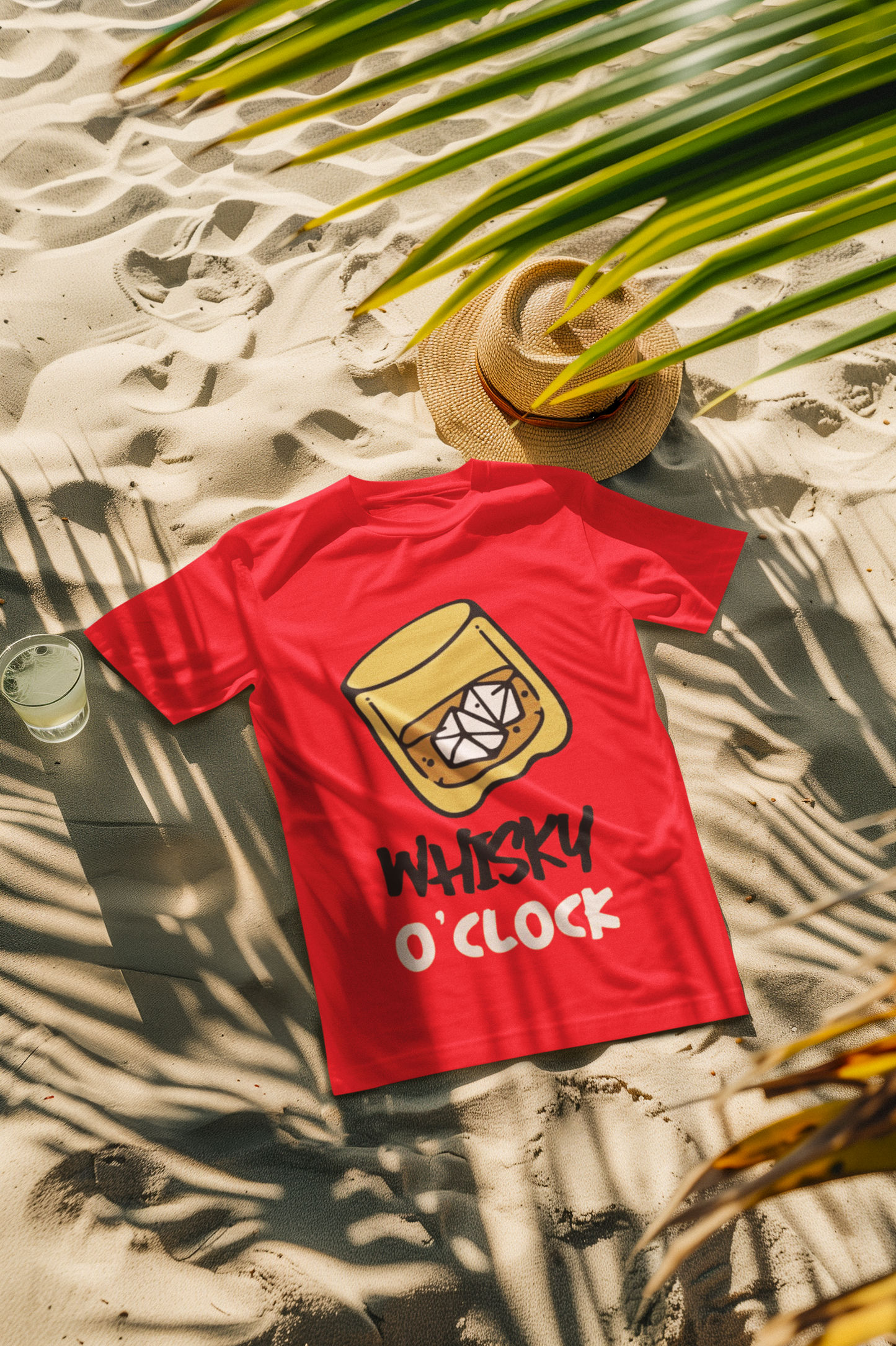 Regular Fit Classic Fit Whisky Clock T-Shirt Men Red