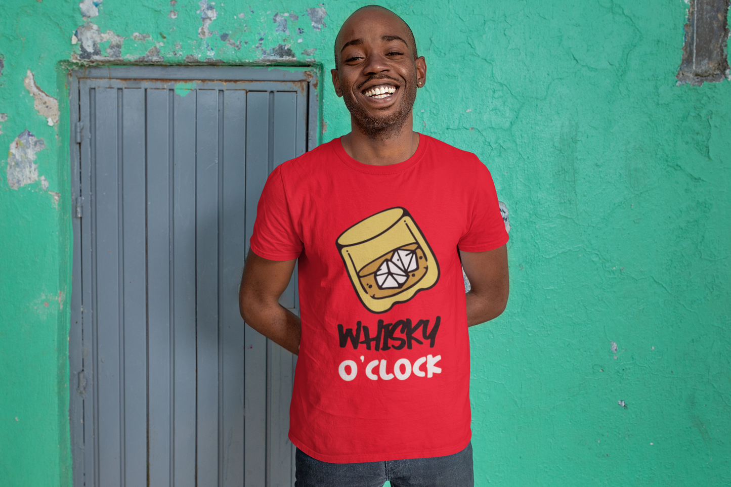 Regular Fit Classic Fit Whisky Clock T-Shirt Men Red