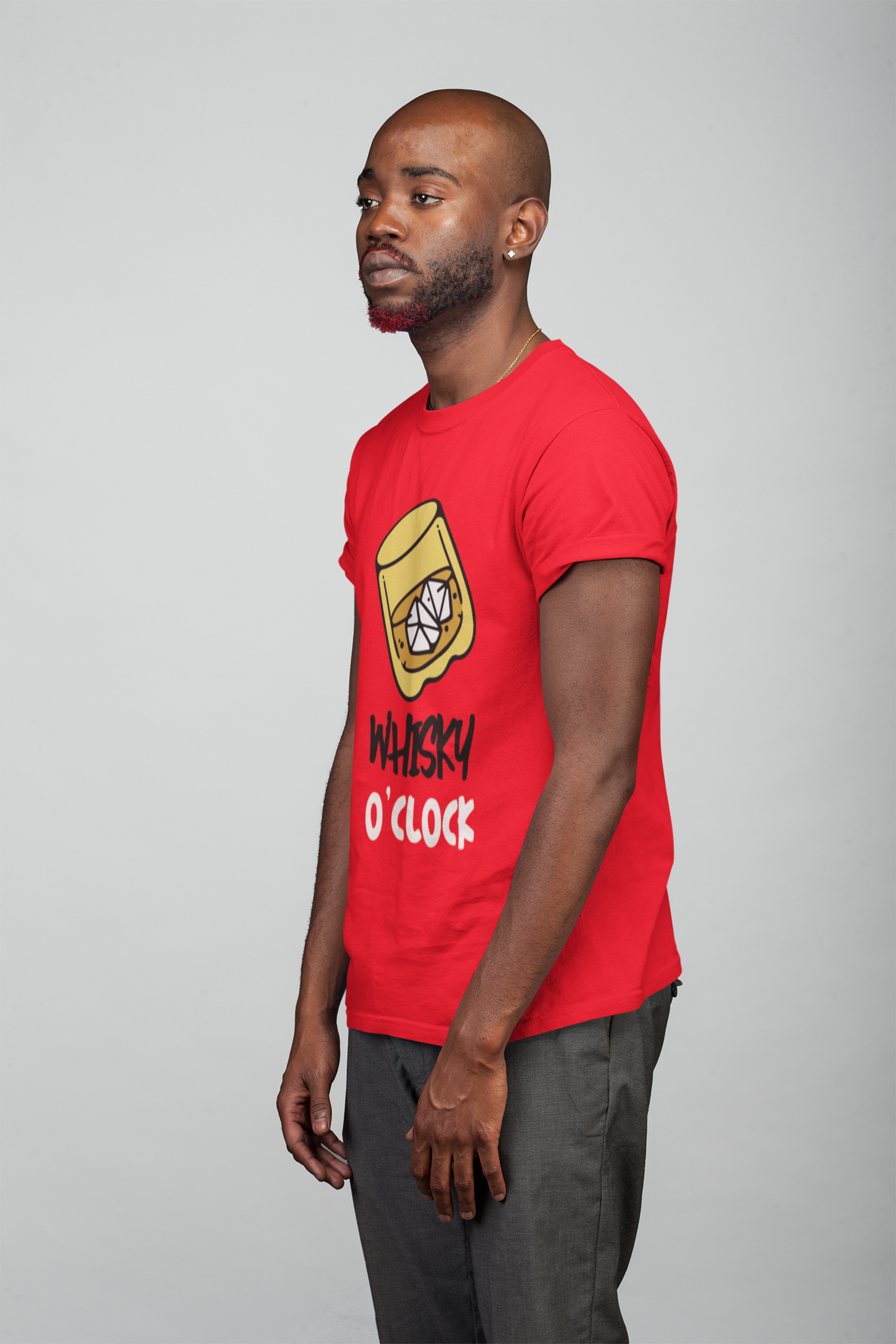 Regular Fit Classic Fit Whisky Clock T-Shirt Men Red